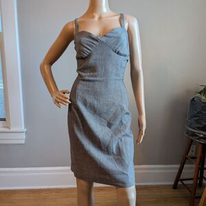 Vintage 90s Y2K Micro Houndstooth Mini Dress Gray Preppy Dark Academia Size 12